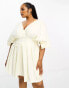 Фото #1 товара ASOS DESIGN Curve v neck structured mini dress in ivory