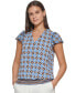 ფოტო #1 პროდუქტის Women's Printed V-Neck Flutter-Sleeve Top