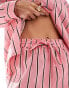 Wednesday's Girl striped tie waist wide leg linen trousers in pink