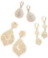 ფოტო #3 პროდუქტის Gold-Tone Filigree Orbital Statement Earrings