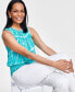 ფოტო #2 პროდუქტის Women's Printed Sleeveless Smocked Tank Top, Created for Macy's