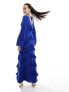 Pretty Lavish long sleeve ruffle maxi dress in cobalt blue