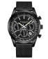 ფოტო #1 პროდუქტის Men's Quartz Chronograph Date Black Stainless Steel Mesh Bracelet Watch 44mm