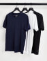 Jack & Jones Essentials cotton 3 pack t-shirt in black/white/navy - MULTI Schwarz / Weiß / Marineblau, S - Chest 96cm - фото #1