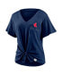 Фото #3 товара Women's Navy Boston Red Sox Sport Resort Script Washed Tie Front V-Neck T-shirt