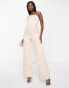 ASOS DESIGN structured satin cargo jumpsuit in ivory