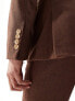 Фото #3 товара ASOS DESIGN wedding skinny wool mix suit jacket in brown basketweave texture