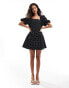 Фото #1 товара ASOS DESIGN volume sleeve mini dress in black polka dot