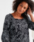 Women's Printed Square-Neck 3/4-Sleeve Top, Created for Macy's