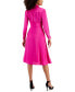 ფოტო #2 პროდუქტის ASL Petite Collared V-Neck Side-Tie Midi Dress