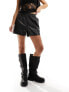 Noisy May faux leather high wasted short in black