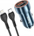 Фото #1 товара Ładowarka Hoco HOCO ładowarka samochodowa USB A + Typ C + kabel Typ C do Lightning PD QC3.0 3A 20W Z46A niebieska