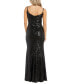 Juniors' Sweetheart-Neck Slit-Front Sequin Gown