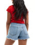 Abercrombie & Fitch Curve Love mom fit denim short in mid blue