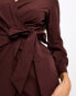 Miss Selfridge poplin wrap shirt dress in chocolate