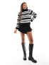 Фото #7 товара Pieces high neck jumper in black & white stripe