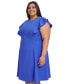 Фото #3 товара Plus Size Flutter-Sleeve Scuba-Crepe Fit & Flare Dress