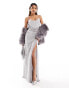 Фото #1 товара Mango cowl neck maxi dress in silver