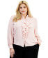 Фото #1 товара Plus Size Ruffle-Front Blouse, Created for Macy's