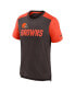 Фото #3 товара Men's Heathered Brown, Heathered Orange Cleveland Browns Color Block Team Name T-shirt