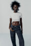 Faded-effect ribbed crop top