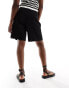 Фото #2 товара ONLY linen mix bermuda short in black