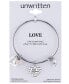 ფოტო #2 პროდუქტის Love Charm and Rose Quartz (8mm) Bangle Bracelet in Stainless Steel with Silver Plated Charms