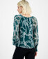 ფოტო #2 პროდუქტის Petite Printed V-Neck Long-Sleeve Top, Created for Macy's