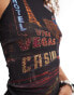 Фото #4 товара ASOS DESIGN mesh tank top with las vegas scene graphic and hotfix