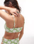 Фото #3 товара Topshop daisy jacquard ring detail bikini top in green