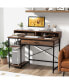 Фото #3 товара 48 Inch Computer Desk with Monitor Stand Drawer and Shelves-Rustic Brown