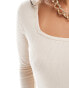 Фото #3 товара Threadbare ribbed long sleeve bodysuit in cream