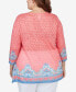 ფოტო #2 პროდუქტის Plus Size Embellished Guava Border Print Sublimation Top