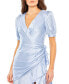 Фото #2 товара Women's Ieena Short Puff Sleeve Faux Wrap Mini Dress