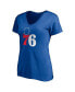 ფოტო #3 პროდუქტის Women's Ben Simmons Royal Philadelphia 76Ers Playmaker Logo Name Number V-Neck T-Shirt