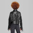 Фото #2 товара Women's Fringe Cropped Faux Leather Jacket - Wild Fable Black XXS