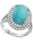 ფოტო #1 პროდუქტის EFFY® Turquoise & Diamond (7/8 ct. t.w.) Halo Ring in 14k White Gold