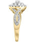 ფოტო #4 პროდუქტის Diamond Oval Cluster Engagement Ring (1/2 ct. t.w.) in 14k Gold