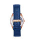 ფოტო #3 პროდუქტის Men Weston Automatic Skeletonized Leather Strap Watch - Rose Gold/Blue