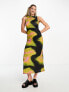 COLLUSION printed slash neck maxi dress in multi