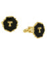 ფოტო #1 პროდუქტის Jewelry 14K Gold-Plated Enamel Initial T Cufflinks