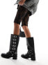 Фото #2 товара Steve Madden Battle leather biker boots in black with multi buckles
