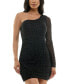 ფოტო #1 პროდუქტის Juniors' Glitter One-Sleeve Bodycon Dress