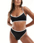 Фото #4 товара ASOS DESIGN mix and match contrast binding high leg high waist bikini bottom in black