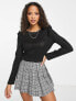 Фото #1 товара New Look knitted frill detail jumper in black