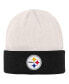 Фото #3 товара Big Boys Cream, Black Pittsburgh Steelers Bone Cuffed Knit Hat