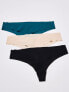 Фото #4 товара Calvin Klein 293557 Women's Invisibles Thong Topaz Gemstone/Buff Beige/Black, XL