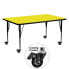Фото #1 товара Mobile 24''W X 60''L Rectangular Yellow Hp Laminate Activity Table - Height Adjustable Short Legs