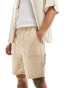 Native Youth contrast stitch utility shorts in beige