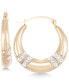 ფოტო #1 პროდუქტის Crystal Embellished Hoop Earrings in 10k Gold